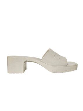 Gucci White Rubber Platform Slide Sandals 38